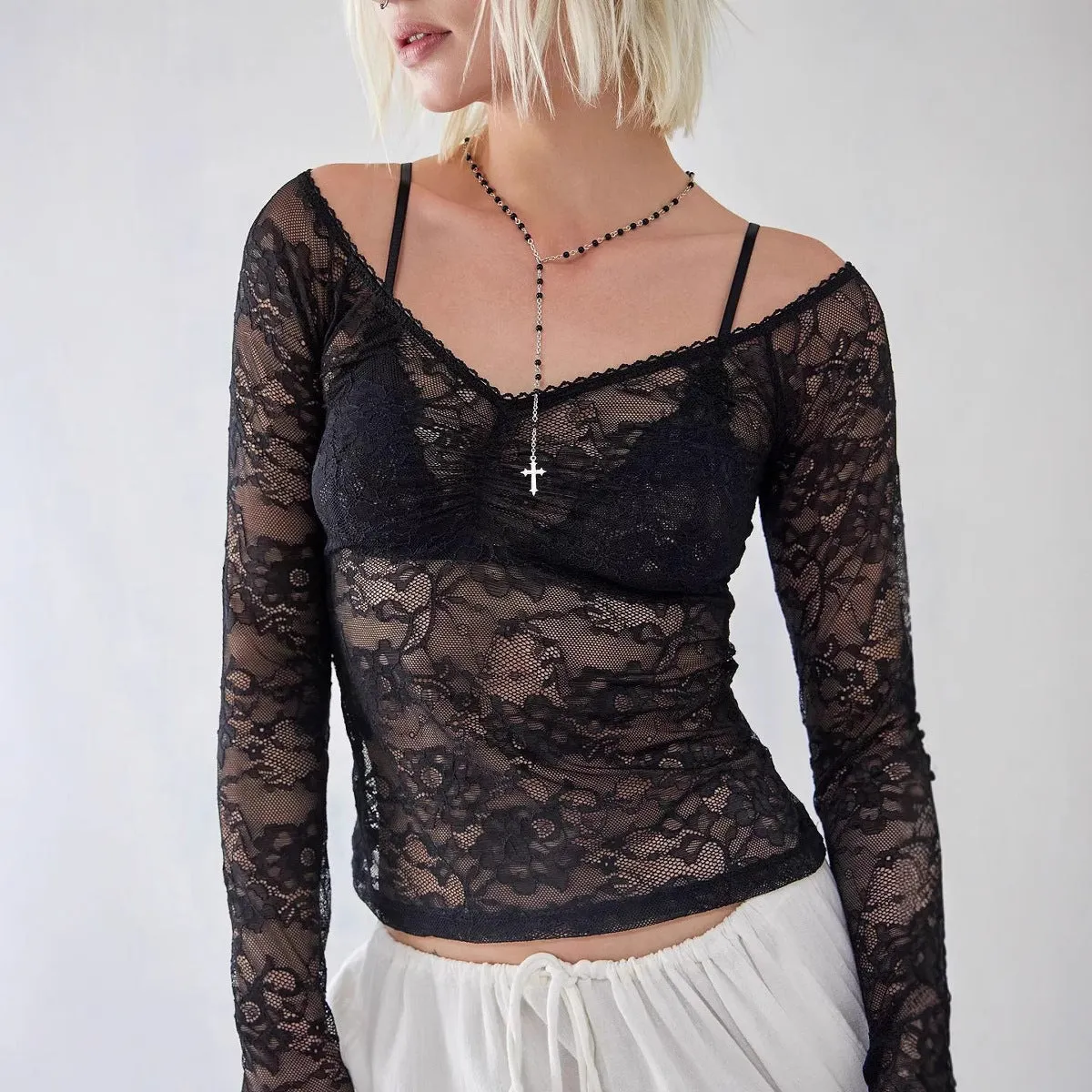 Lace V-Neck Women's Top