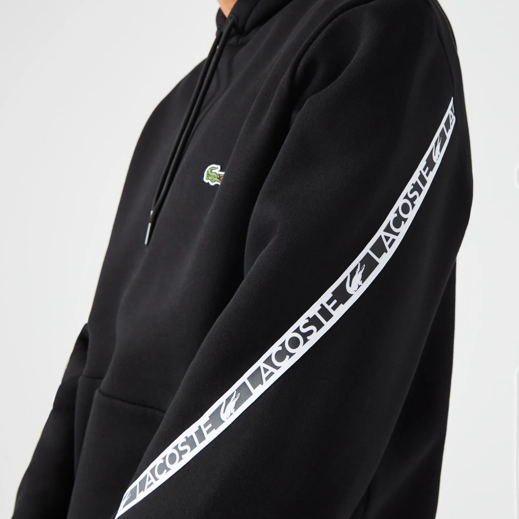 Lacoste SH2485 Printed Bands Tape Hoodie 031 Black