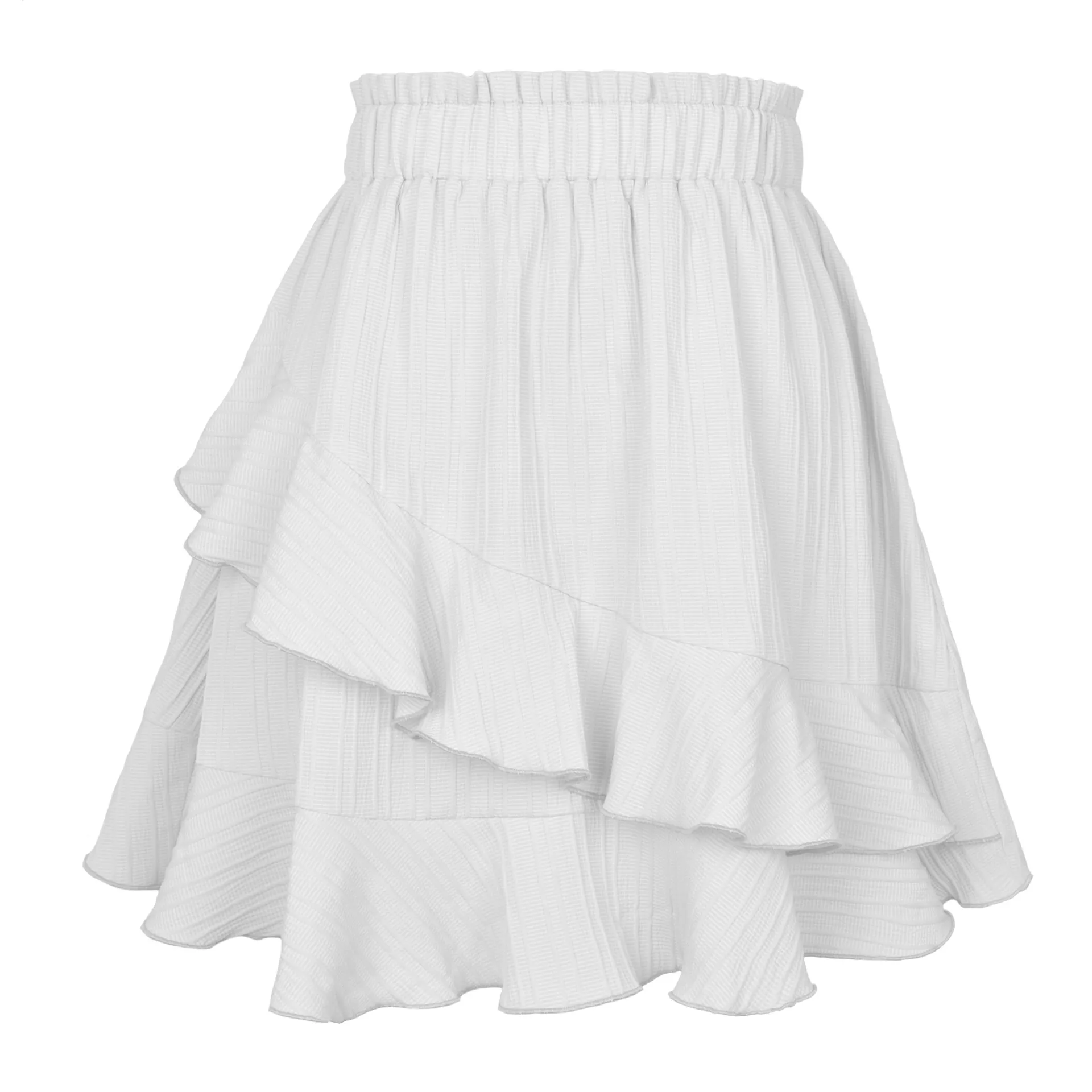 Layered Ruffle Flare Skirt - High Waist, Loose Fit, Polyester/Spandex