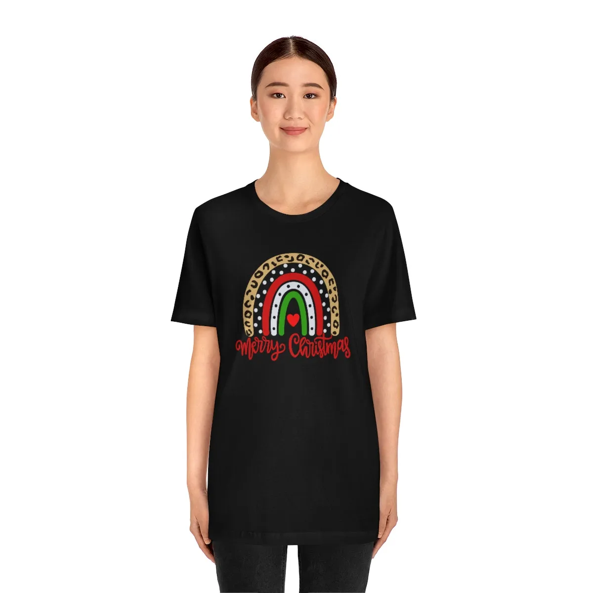Leopard Rainbow Merry Christmas-Unisex Jersey Short Sleeve Tee