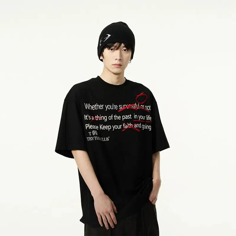 Letter Printed Round Neck T-shirts