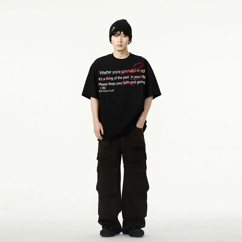 Letter Printed Round Neck T-shirts
