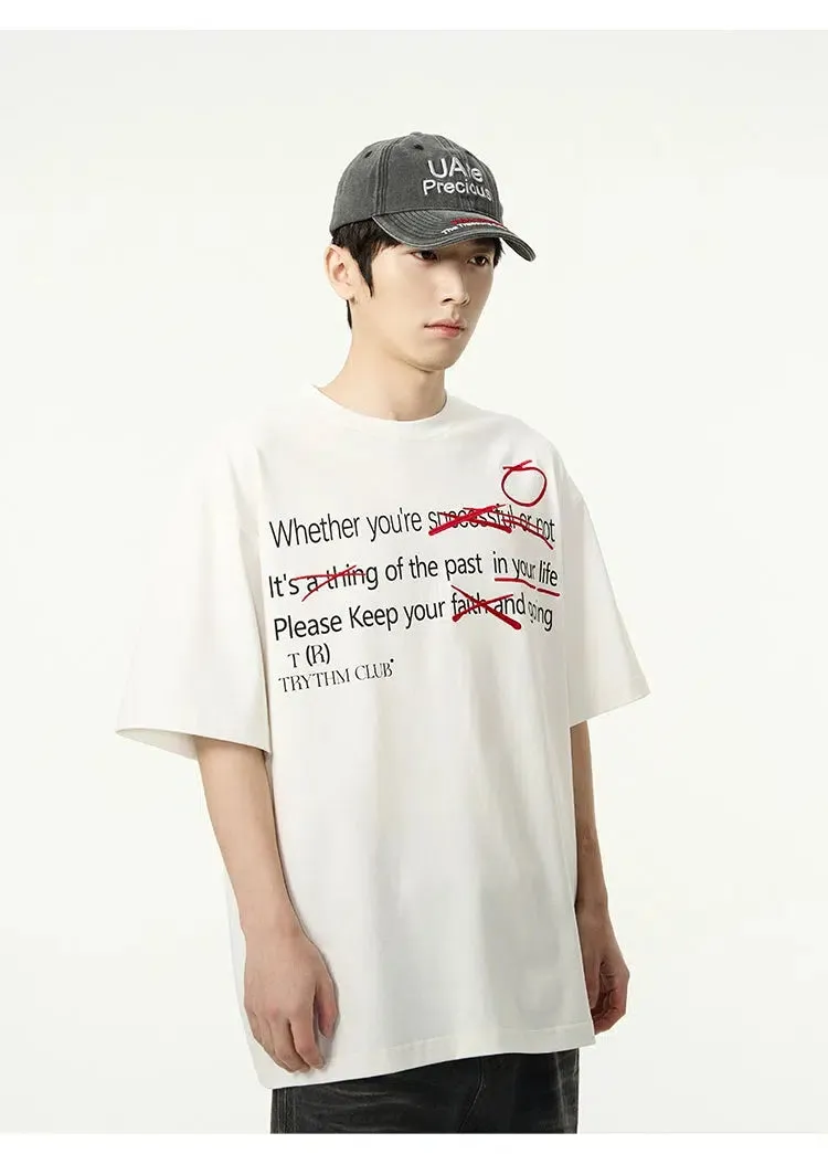 Letter Printed Round Neck T-shirts