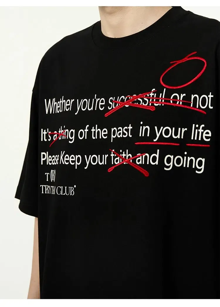 Letter Printed Round Neck T-shirts