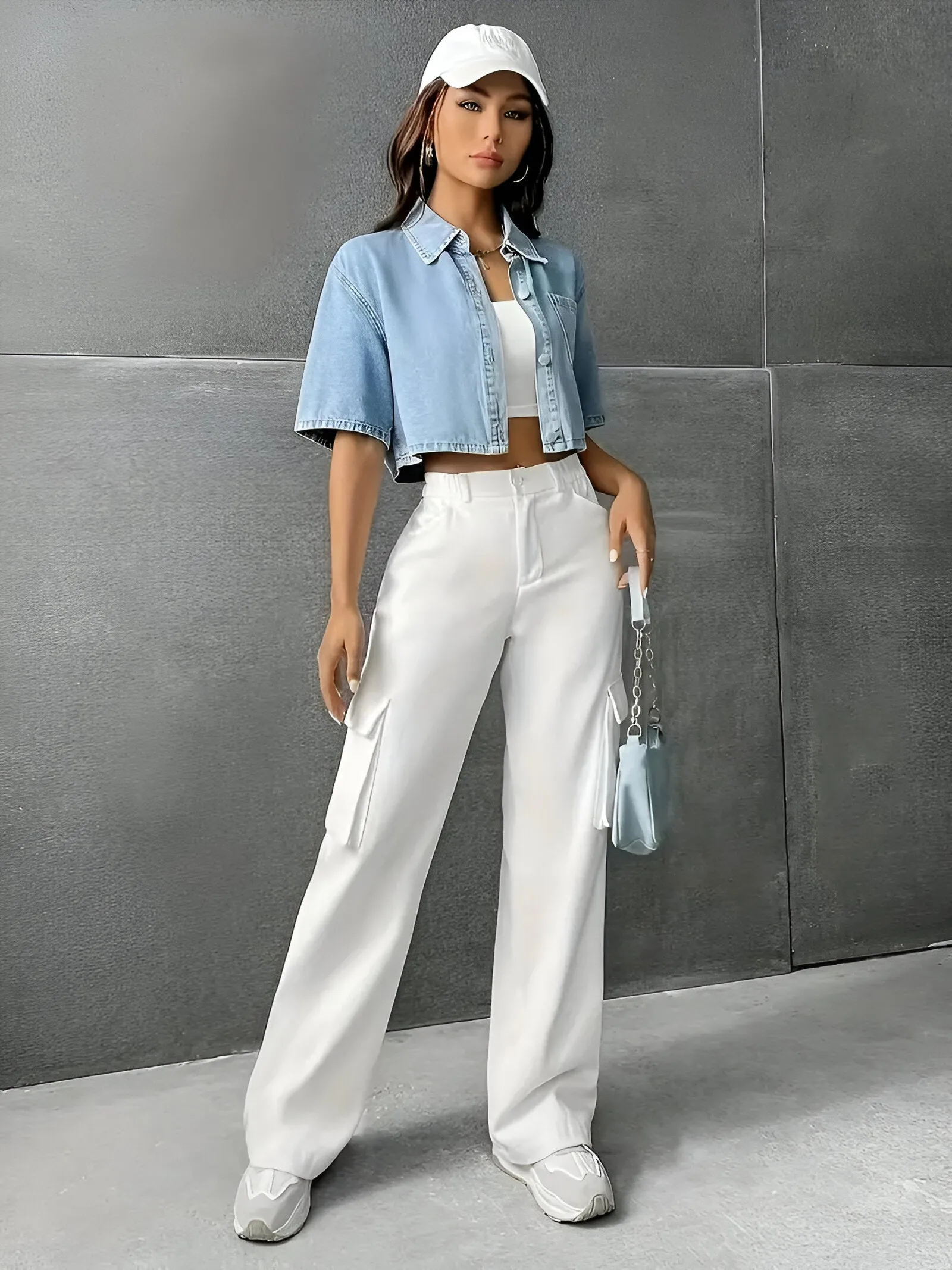 Light blue denim shirt lady comfort