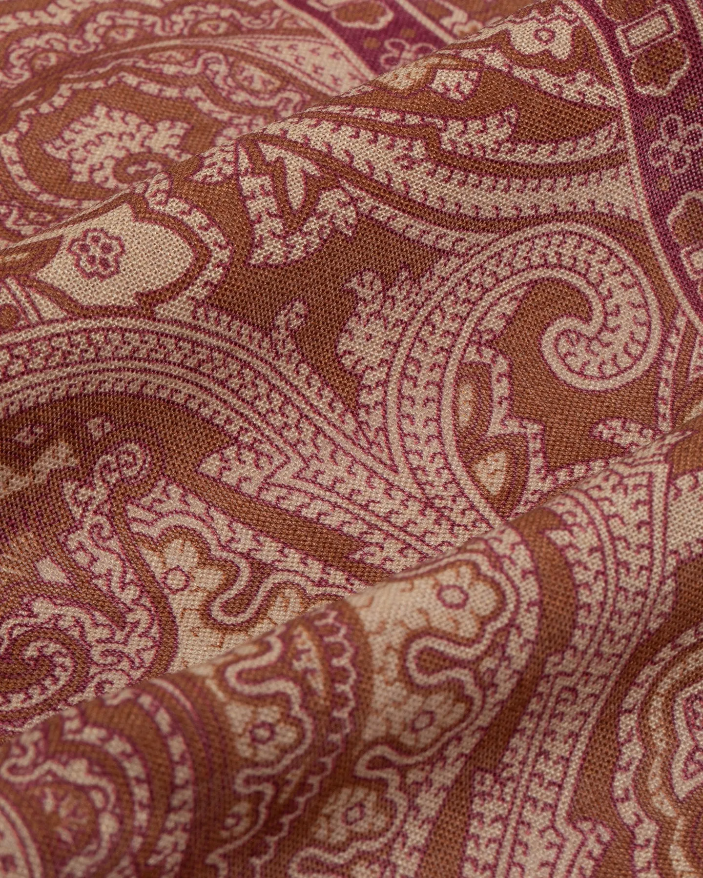 Light Brown Paisley Print Wool Silk Neckerchief