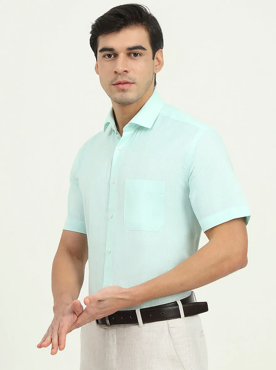 Light Green Solid Regular Fit Formal Shirt | Greenfibre