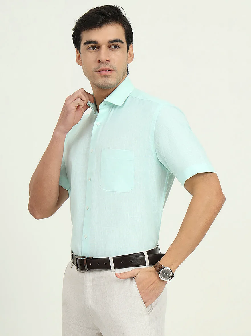 Light Green Solid Regular Fit Formal Shirt | Greenfibre