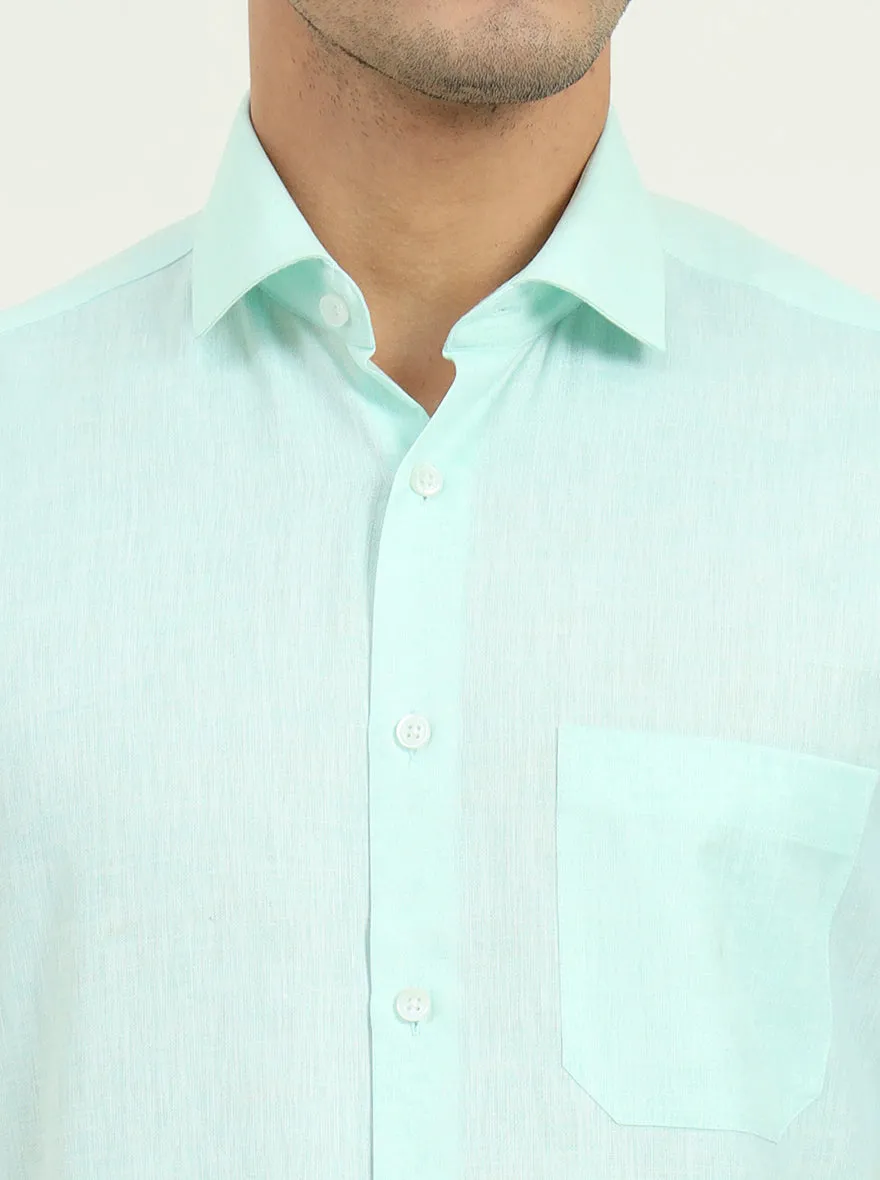 Light Green Solid Regular Fit Formal Shirt | Greenfibre