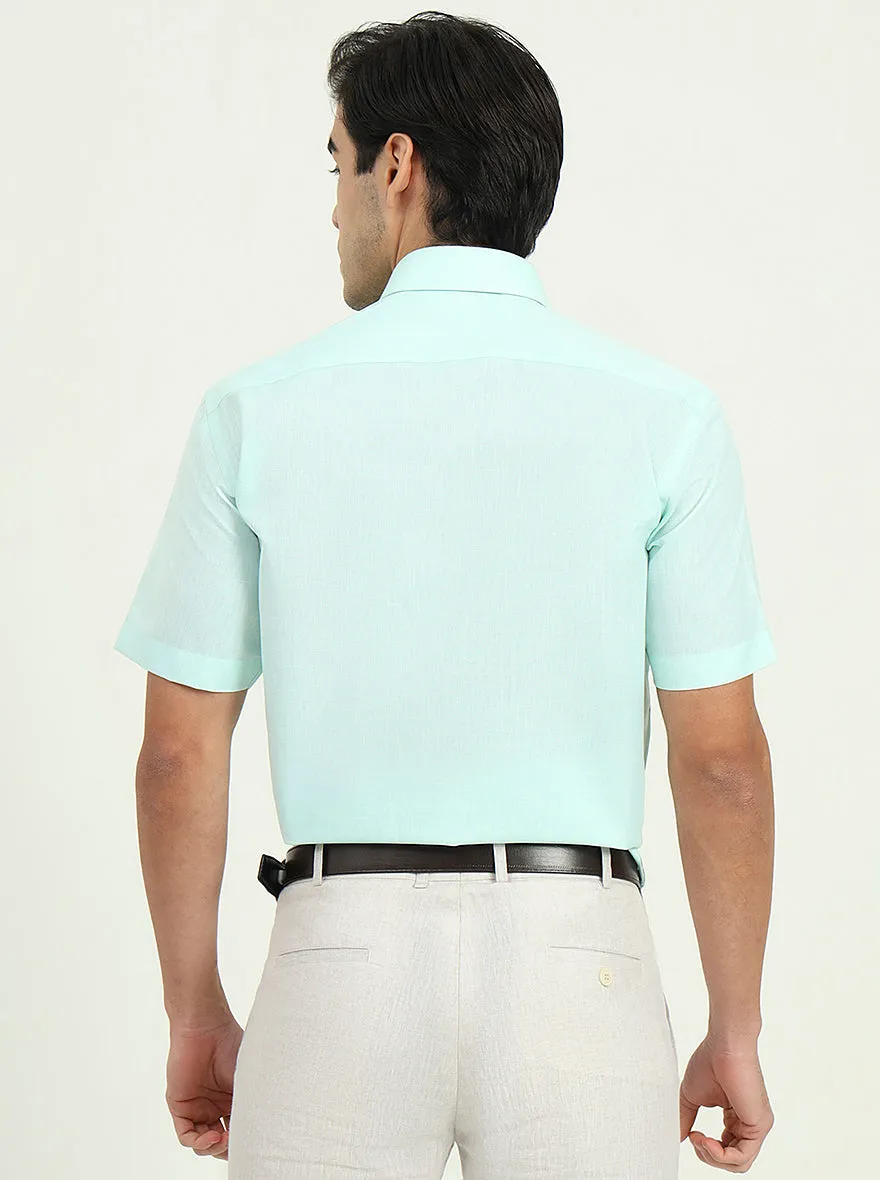 Light Green Solid Regular Fit Formal Shirt | Greenfibre