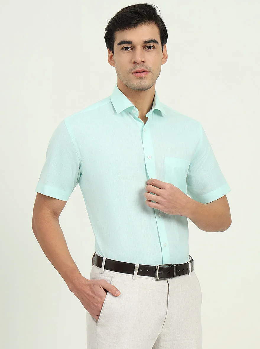 Light Green Solid Regular Fit Formal Shirt | Greenfibre