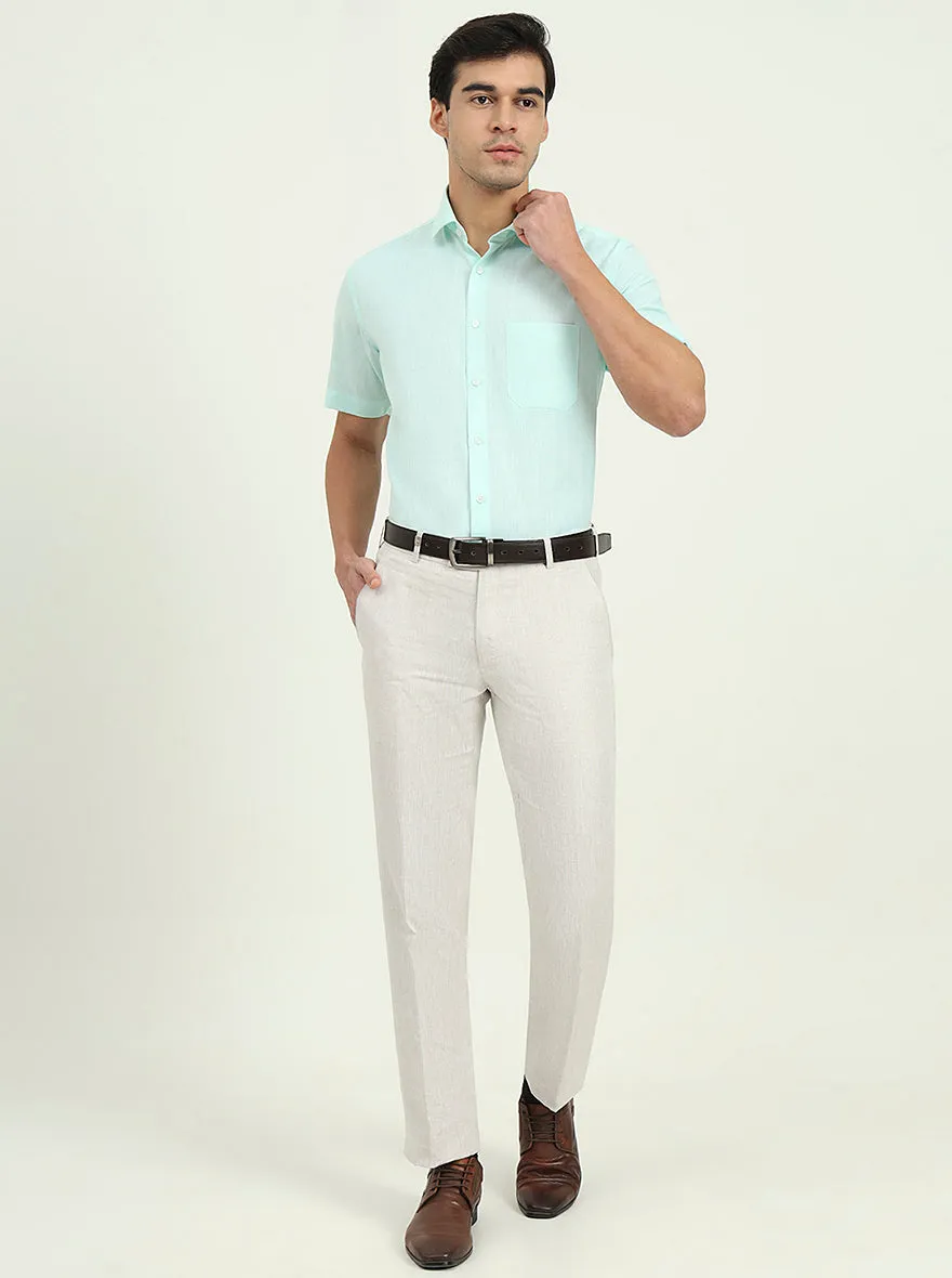 Light Green Solid Regular Fit Formal Shirt | Greenfibre