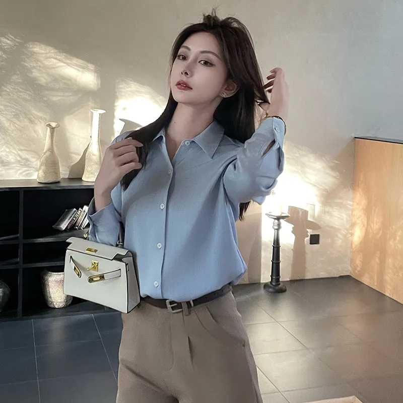 Lightweight Breathable Satin Dress Shirt with Wrinkle Resistance