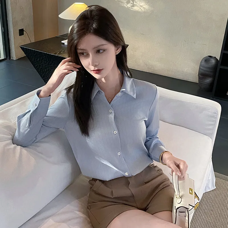 Lightweight Breathable Satin Dress Shirt with Wrinkle Resistance