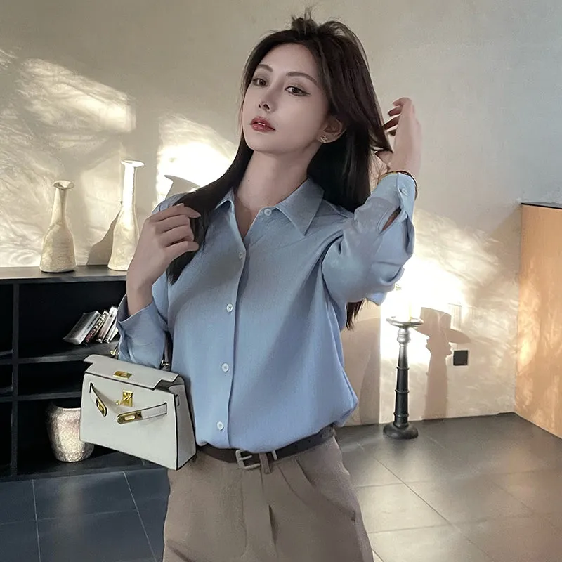 Lightweight Breathable Satin Dress Shirt with Wrinkle Resistance