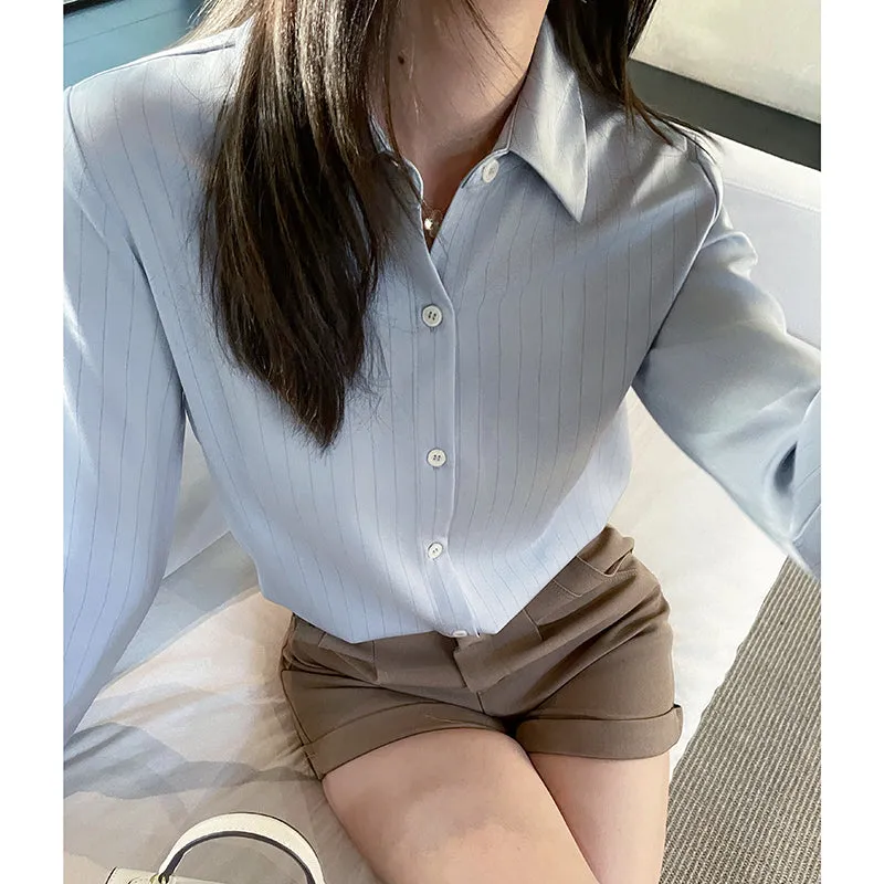 Lightweight Breathable Satin Dress Shirt with Wrinkle Resistance