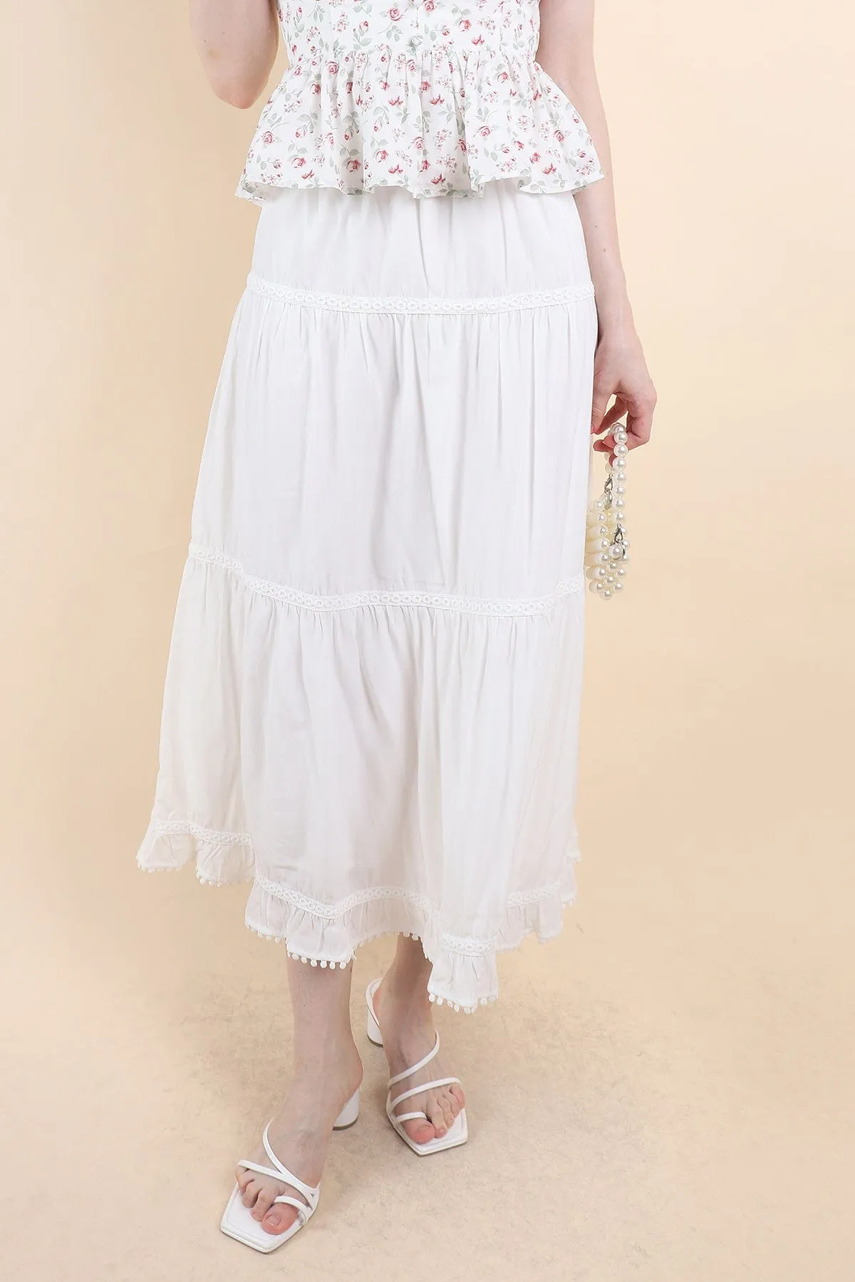 LINDSAY BANDED MAXI SKIRT IN WHITE