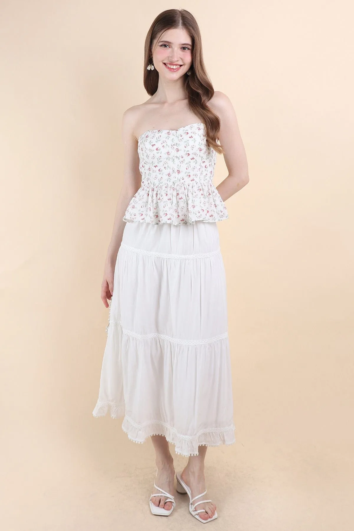 LINDSAY BANDED MAXI SKIRT IN WHITE