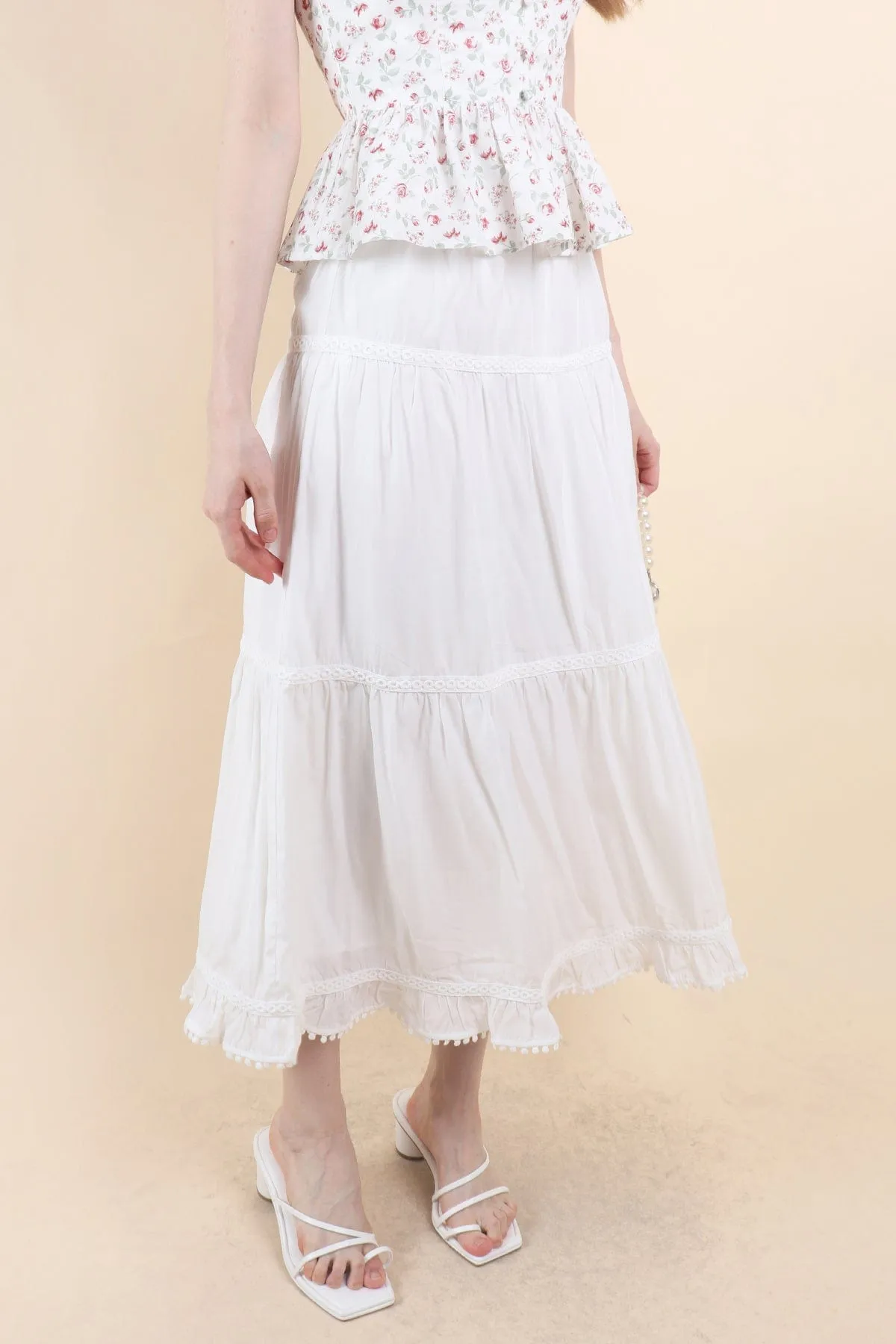 LINDSAY BANDED MAXI SKIRT IN WHITE