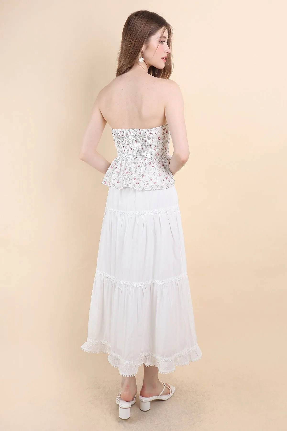 LINDSAY BANDED MAXI SKIRT IN WHITE
