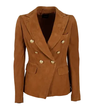 Lizzie Suede Blazer in Cognac