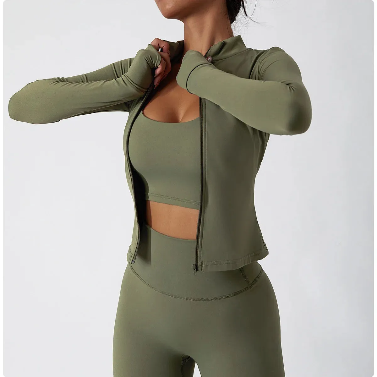 Long Sleeve Quick-drying Running Jacket with Zipper