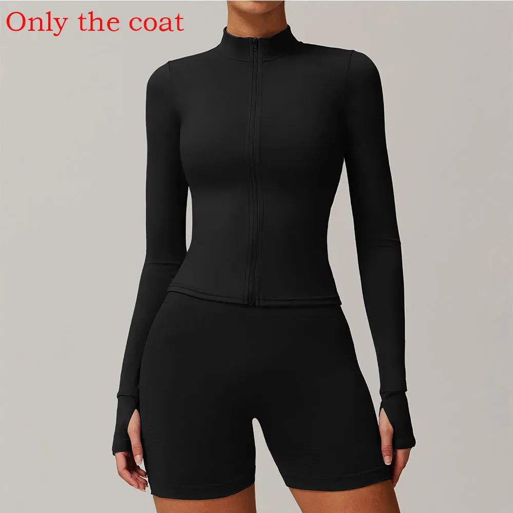 Long Sleeve Quick-drying Running Jacket with Zipper