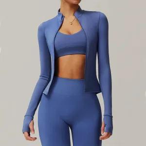 Long Sleeve Quick-drying Running Jacket with Zipper