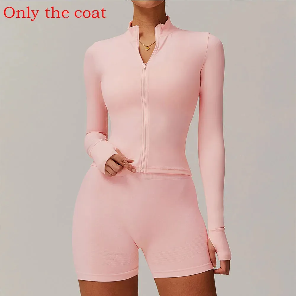 Long Sleeve Quick-drying Running Jacket with Zipper