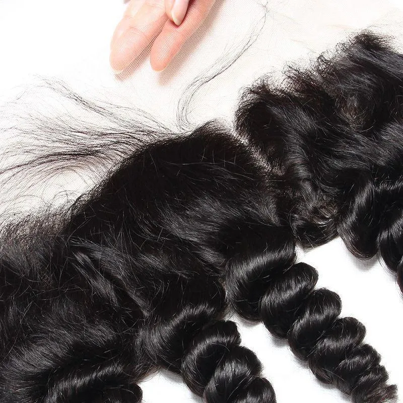 Loose Wave HD Transparent 13x4 Ear To Ear Lace Frontal Closure With Baby Hair Black Malaysian Remy Human Hair