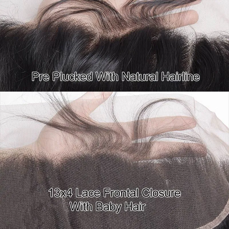 Loose Wave HD Transparent 13x4 Ear To Ear Lace Frontal Closure With Baby Hair Black Malaysian Remy Human Hair