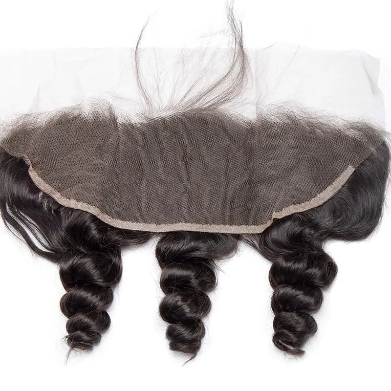Loose Wave HD Transparent 13x4 Ear To Ear Lace Frontal Closure With Baby Hair Black Malaysian Remy Human Hair