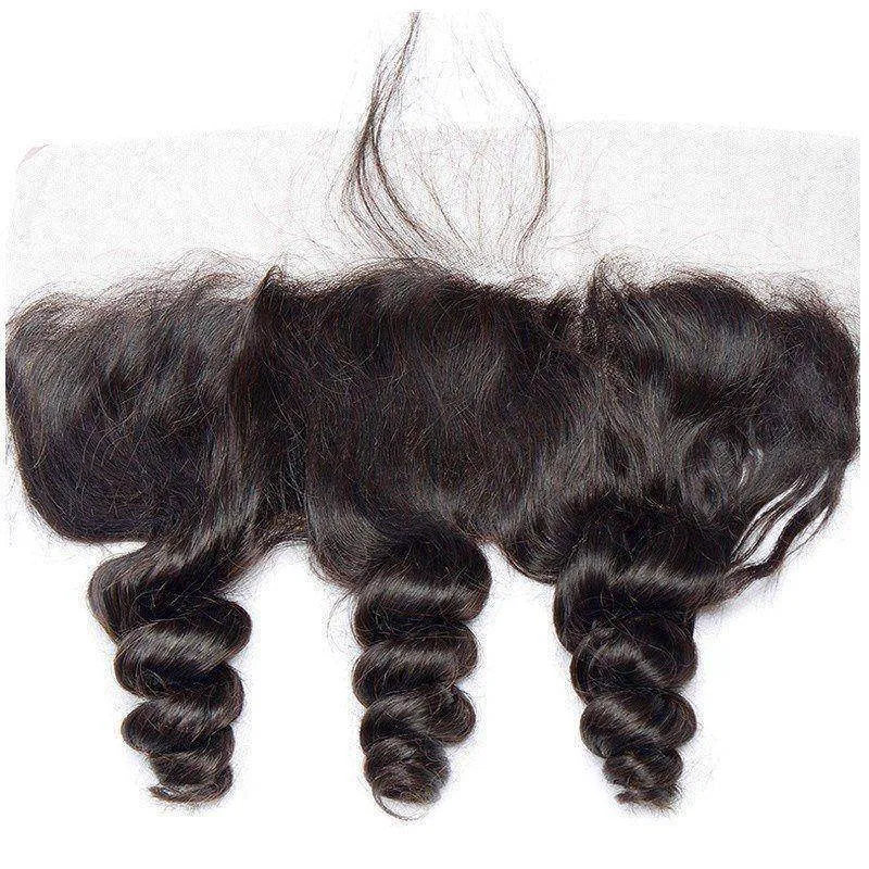 Loose Wave HD Transparent 13x4 Ear To Ear Lace Frontal Closure With Baby Hair Black Malaysian Remy Human Hair