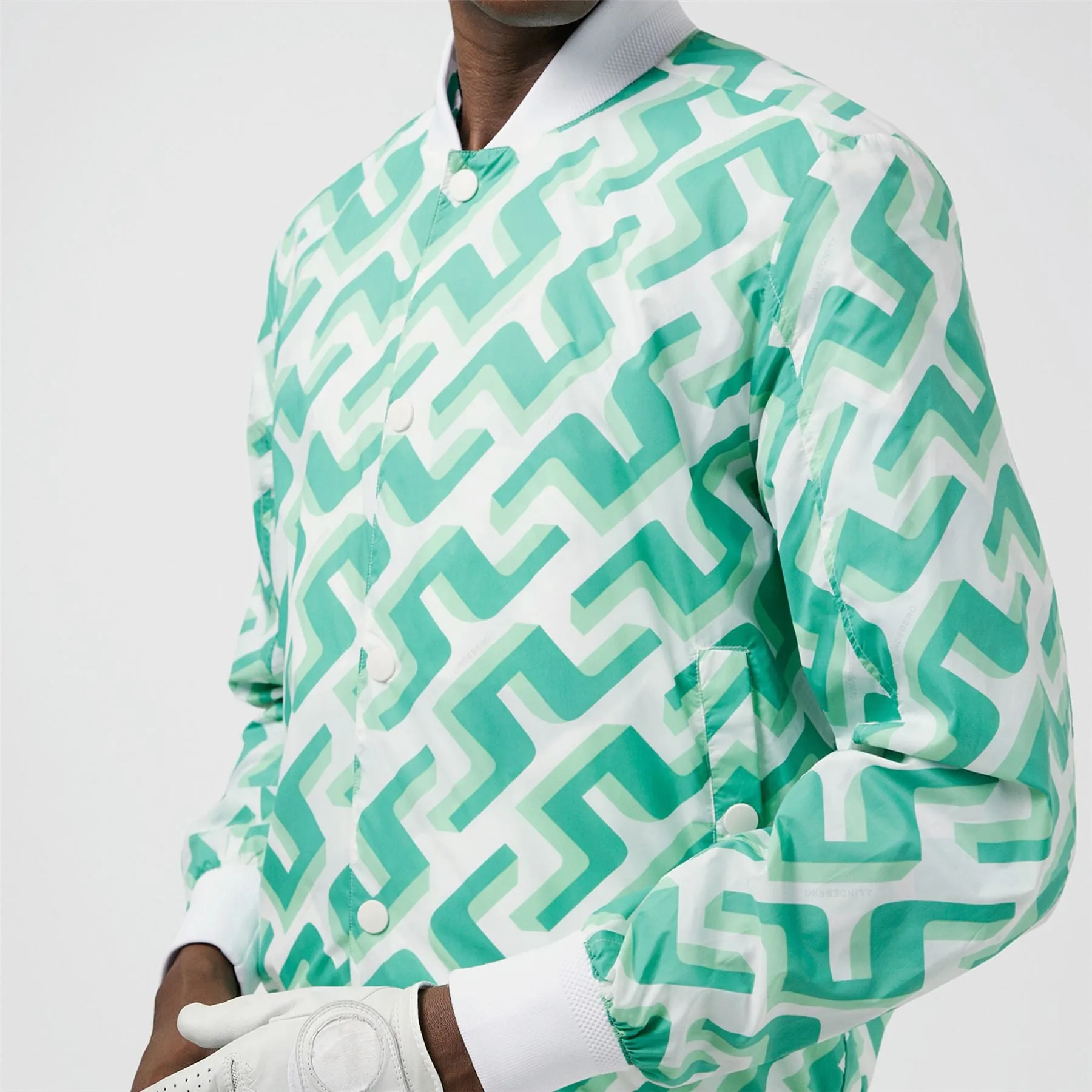 Lux Printed Sharp Nylon Bomber Green 3D Bridge Monogram