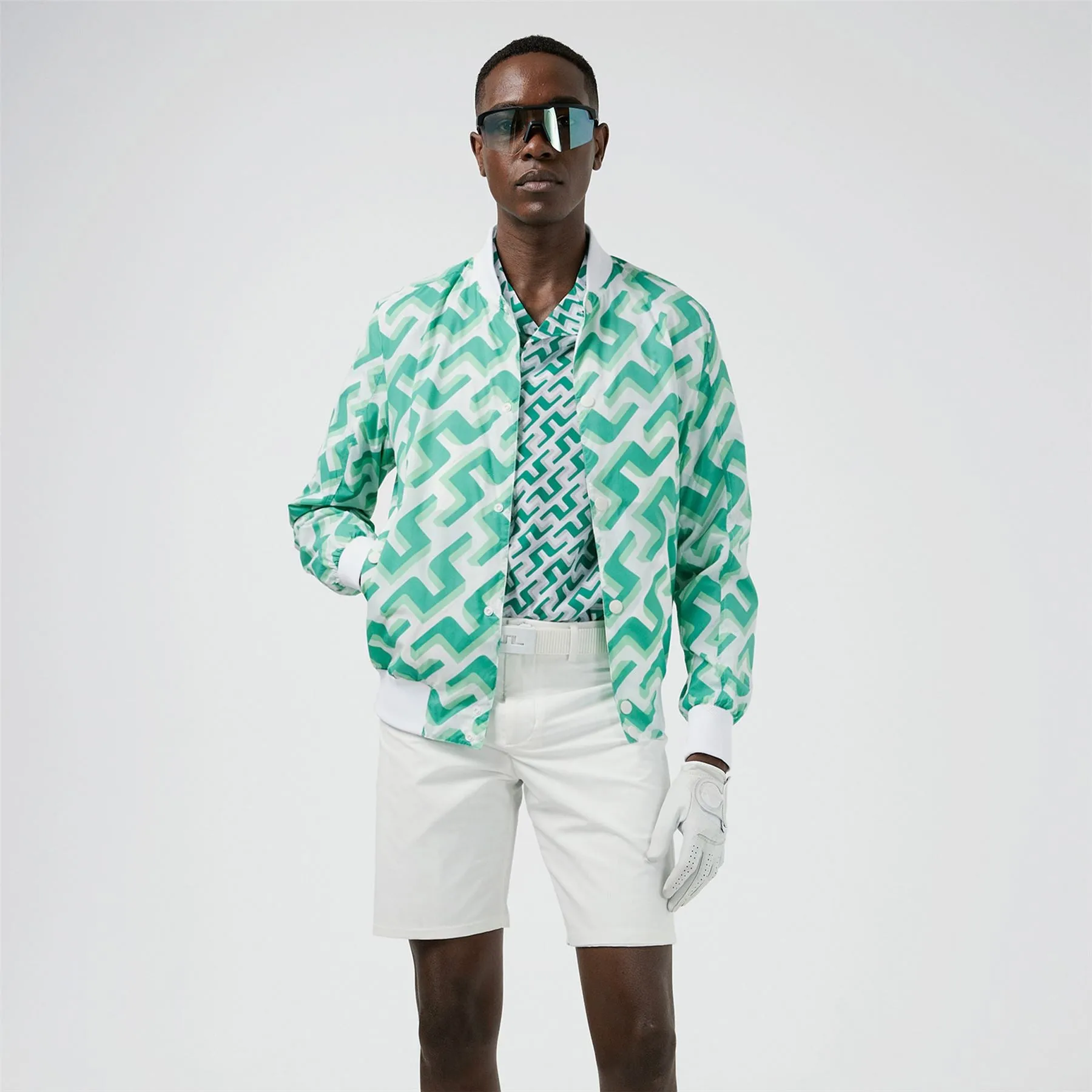 Lux Printed Sharp Nylon Bomber Green 3D Bridge Monogram