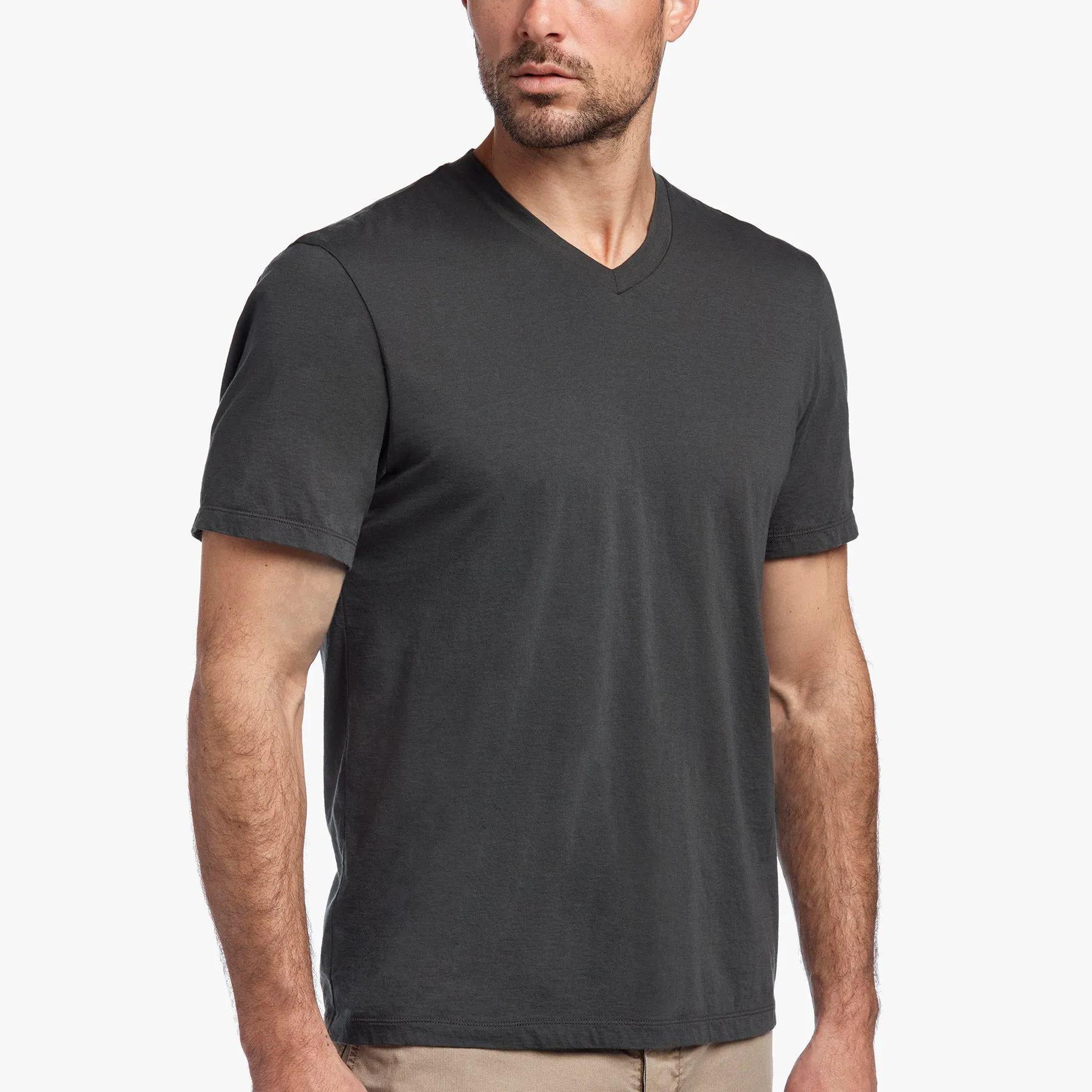 Luxe Lotus Jersey V Neck - Dark Olive