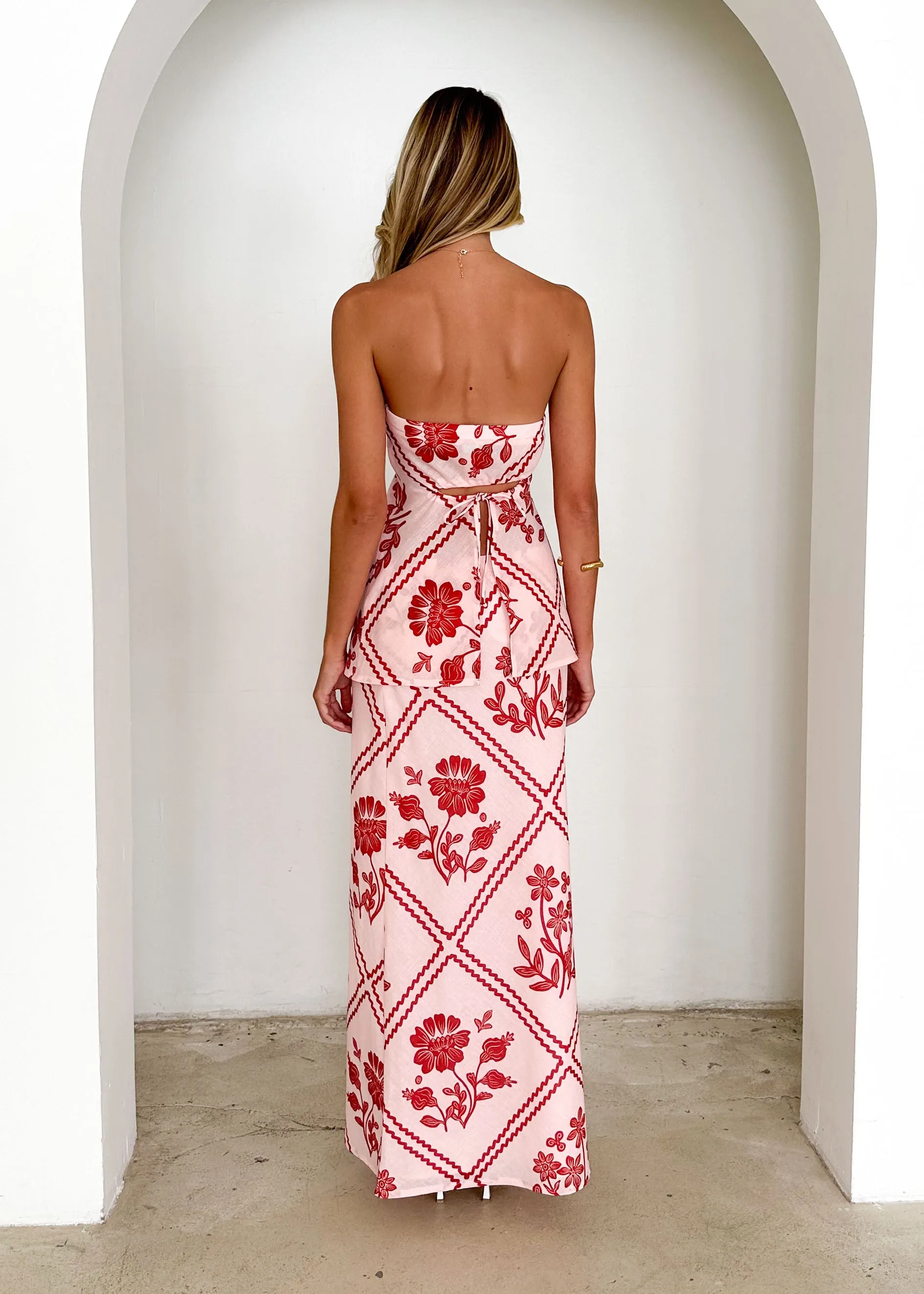 Madi Maxi Skirt - Red Floral