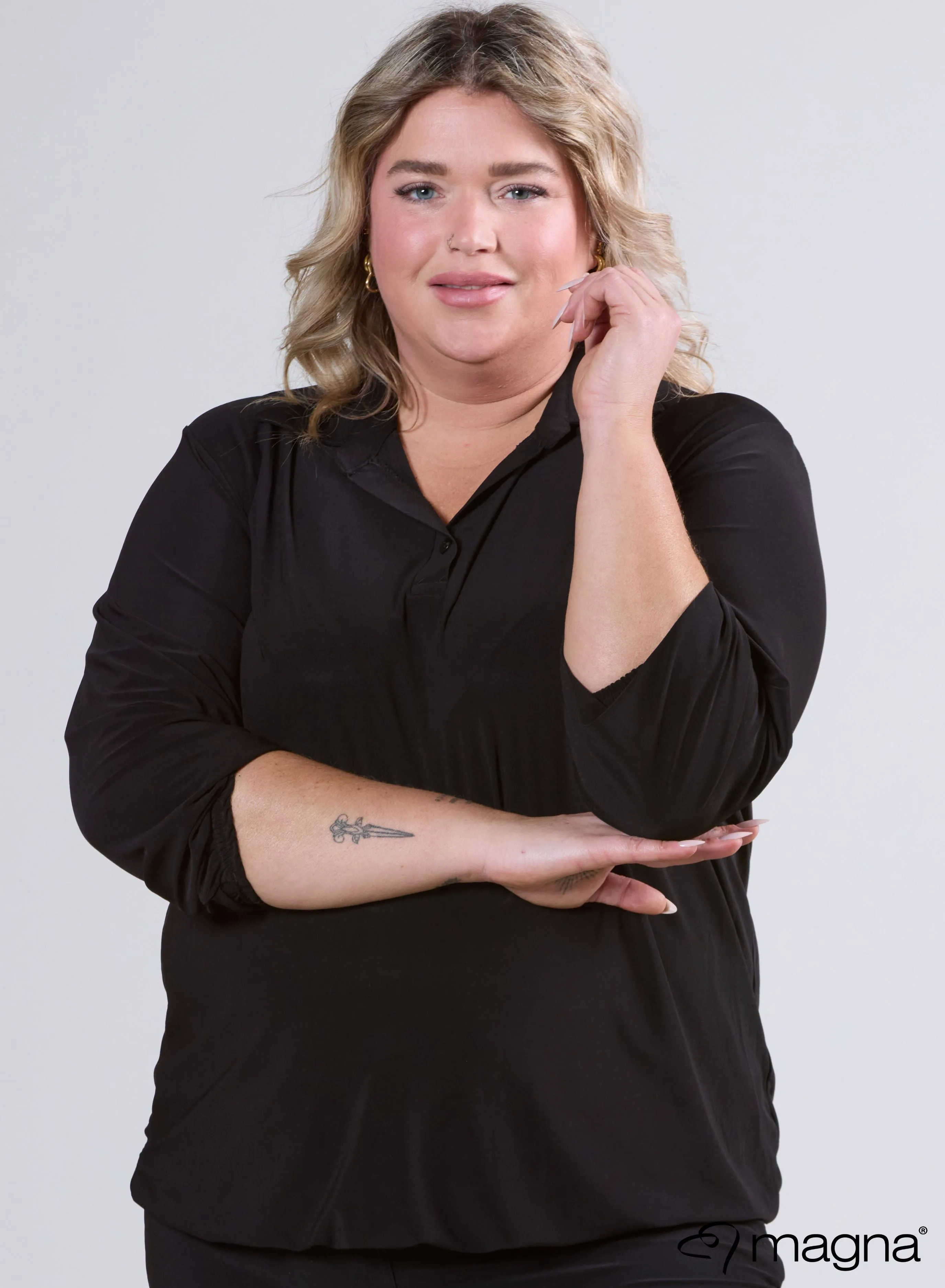 Magna Easy Wear Shirt met Elastiek Zwart