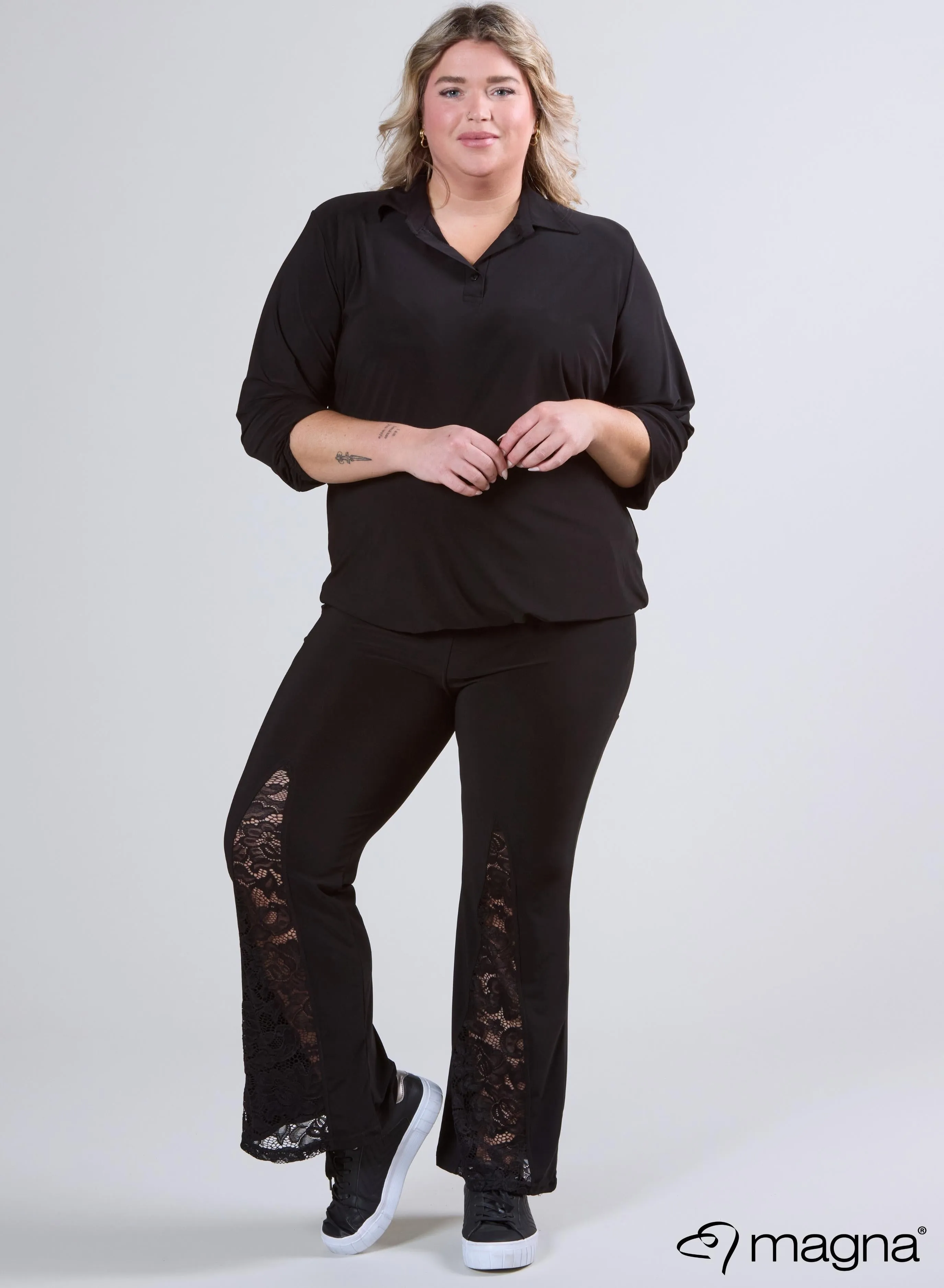 Magna Easy Wear Shirt met Elastiek Zwart