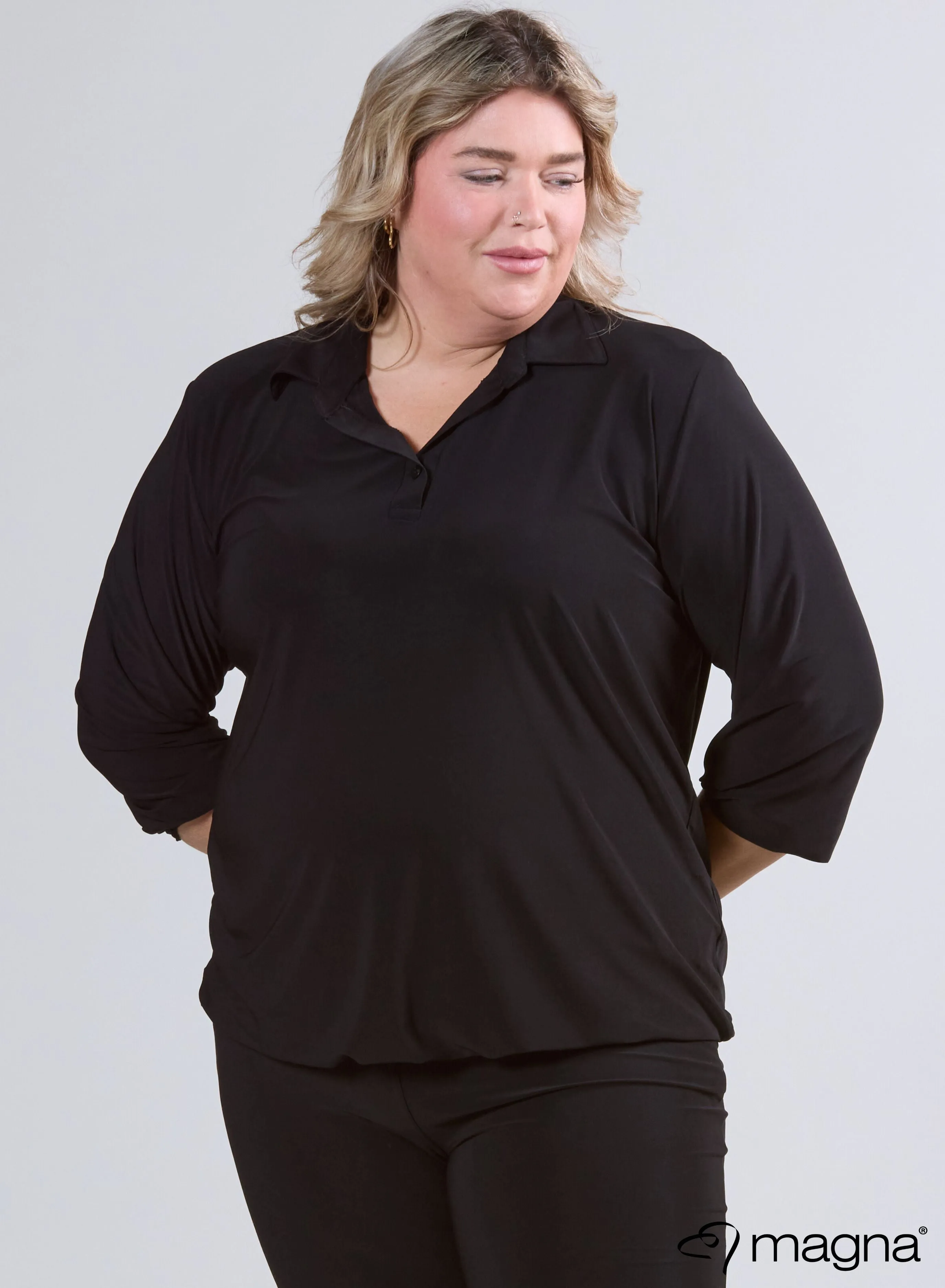 Magna Easy Wear Shirt met Elastiek Zwart