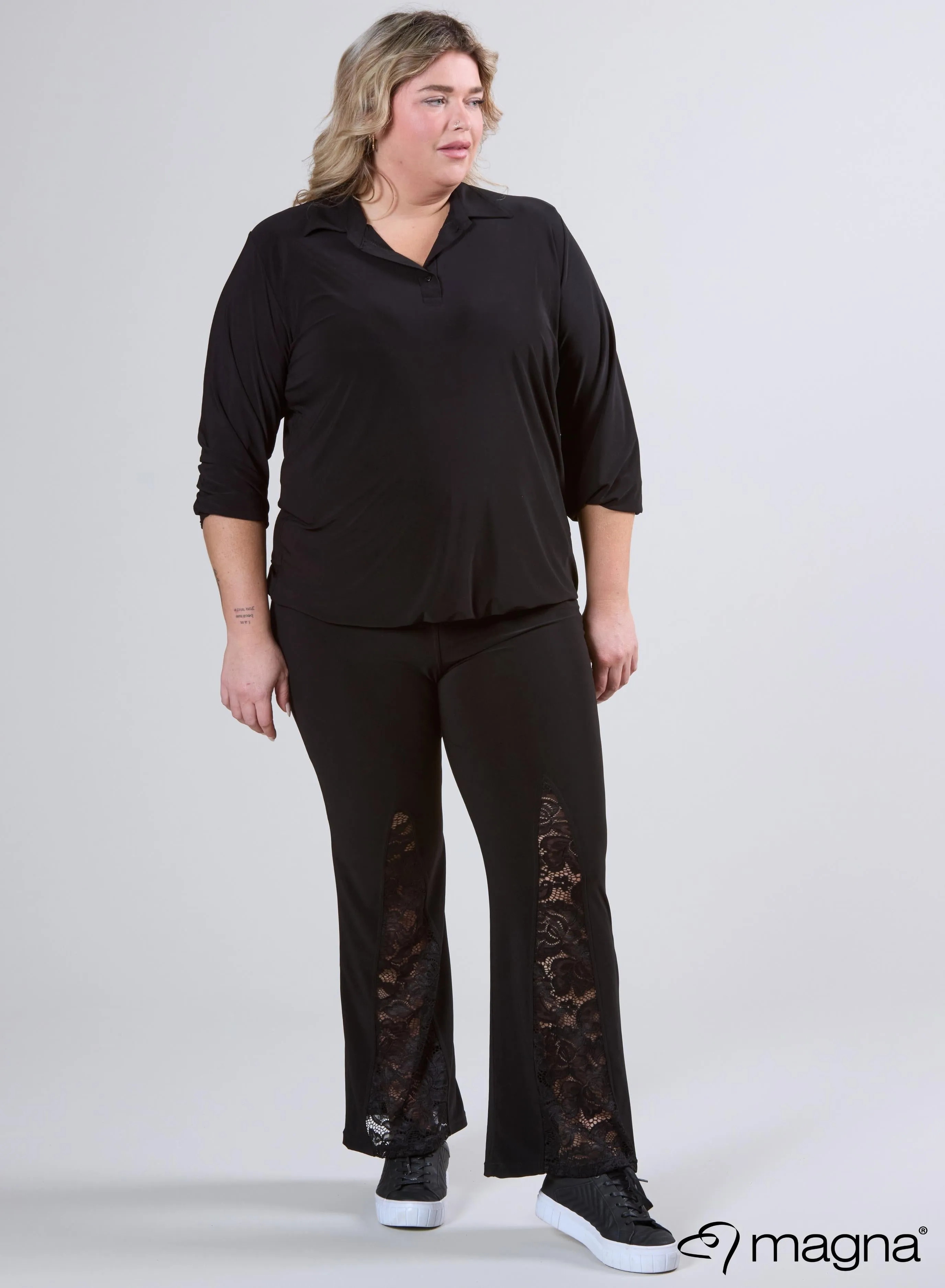 Magna Easy Wear Shirt met Elastiek Zwart