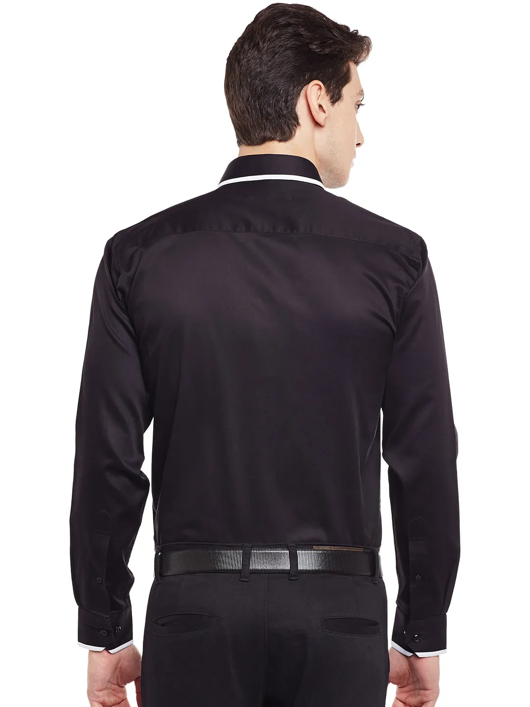 Men Black Solid Pure Cotton Slim Fit Formal Shirt
