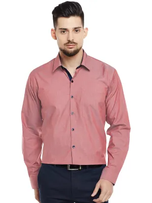 Men Coral Solid Slim Fit Formal Shirt