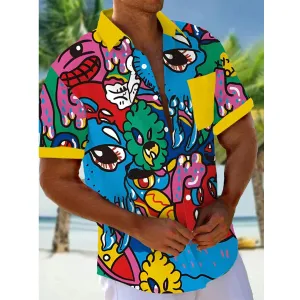 Men's Abstract Line Fashion Short Sleeve Shirt