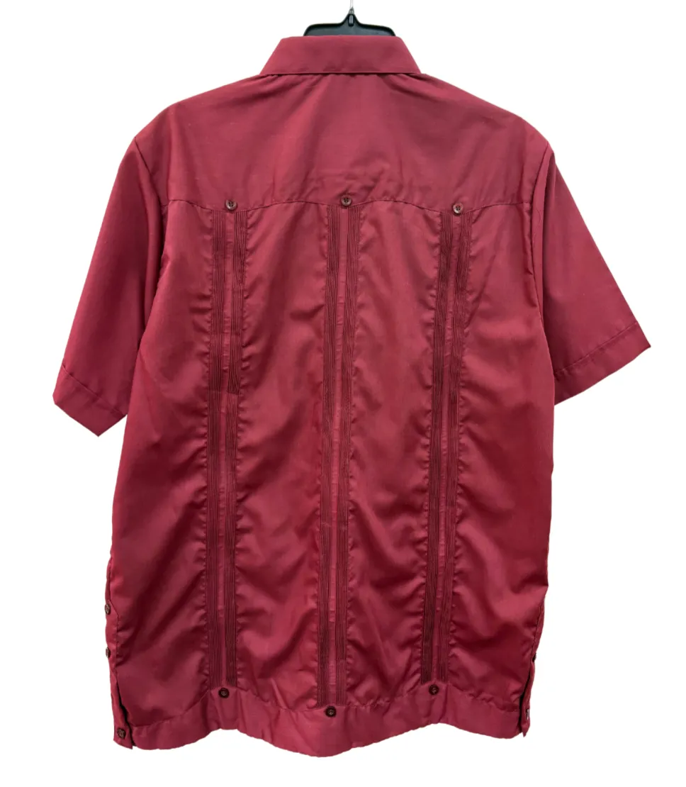 Men's Burgundy Short Sleeve Guayabera