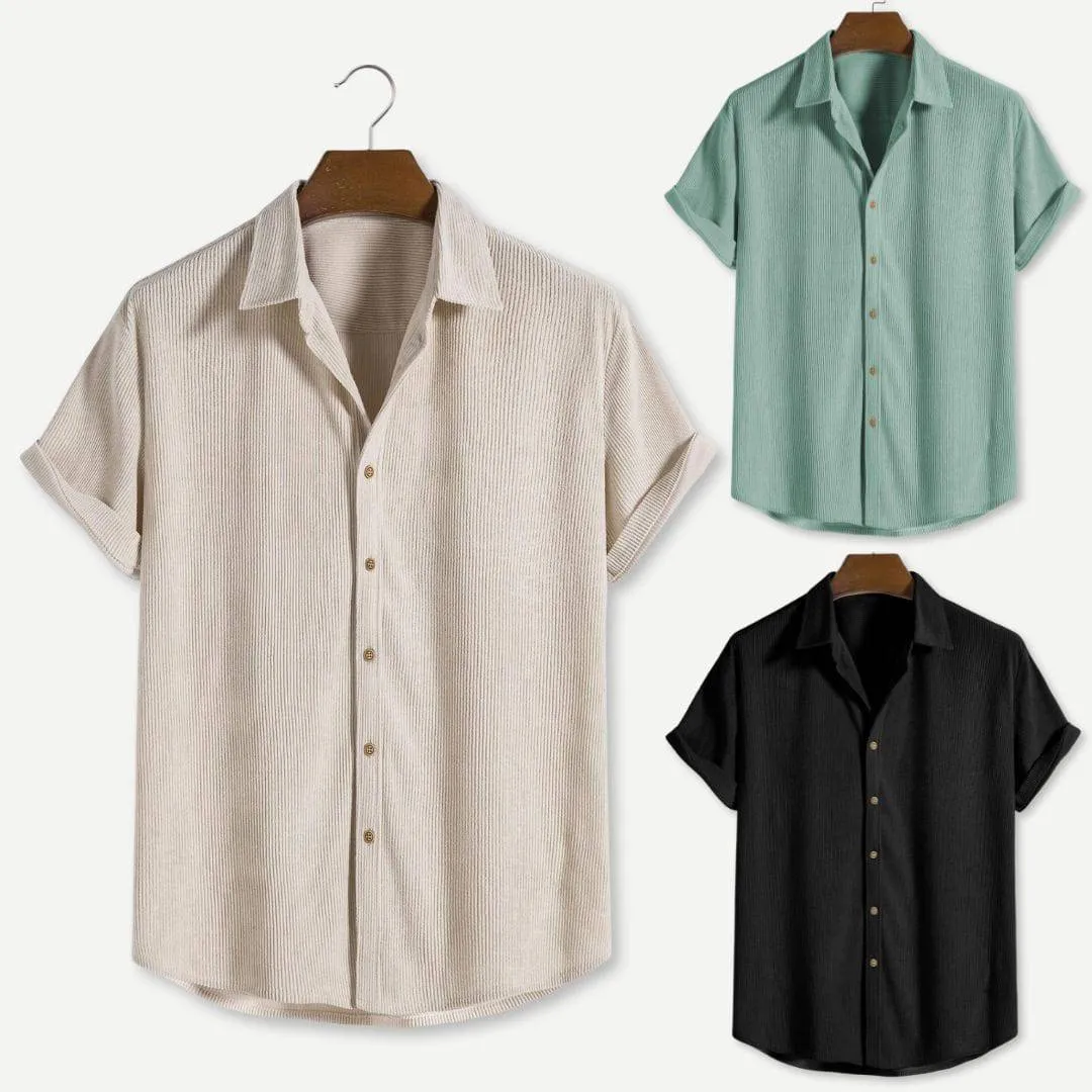 Men's Casual Corduroy Short Sleeve Button-Up Shirt – Ethan