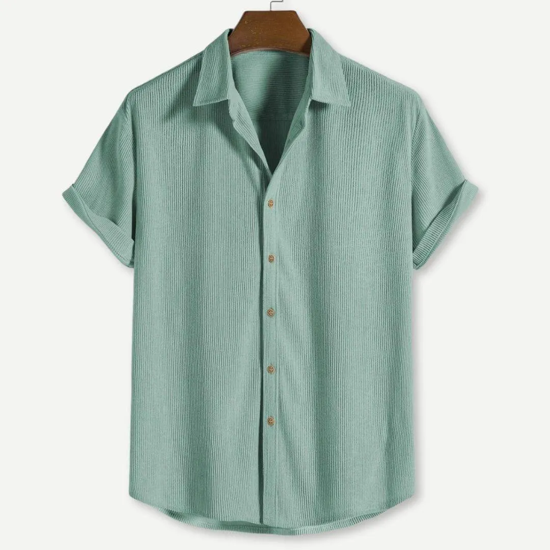 Men's Casual Corduroy Short Sleeve Button-Up Shirt – Ethan