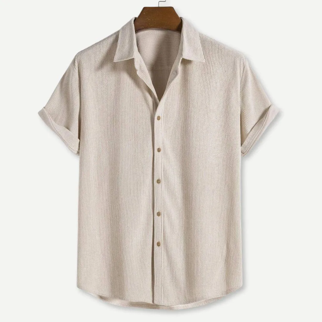 Men's Casual Corduroy Short Sleeve Button-Up Shirt – Ethan