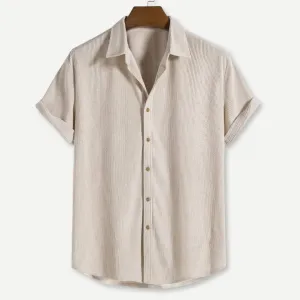 Men's Casual Corduroy Short Sleeve Button-Up Shirt – Ethan