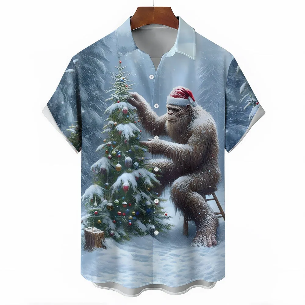 Men's Christmas Bigfoot Short Sleeve Shirt 2411006043